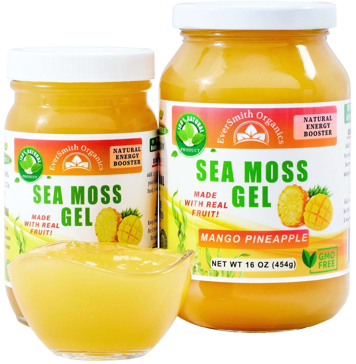 Organic Sea Moss Gel Mango Pineapple 9 FLAVORS Irish Sea Moss Gel