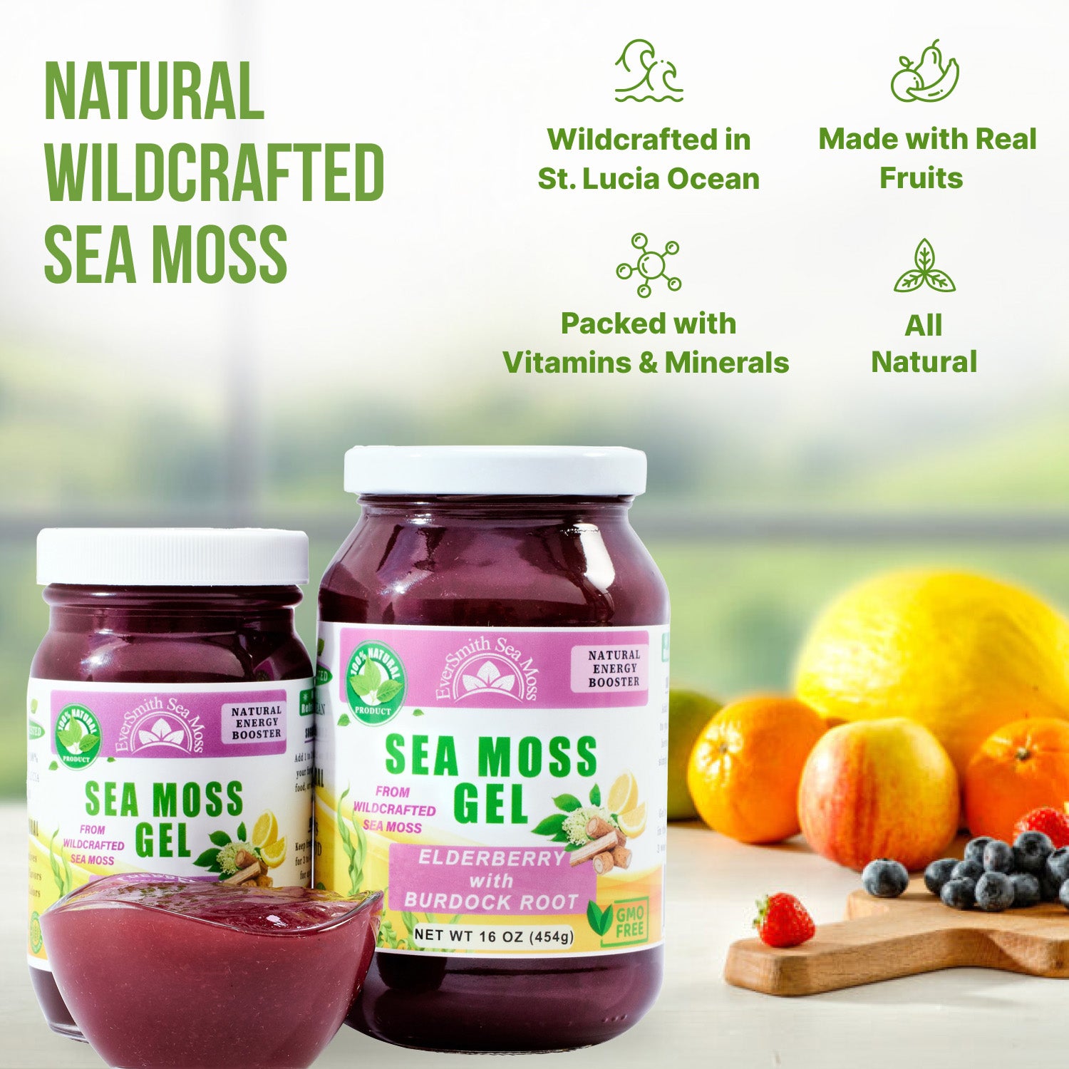 Wildcrafted Sea Moss Gel | Elderberry | 9 FLAVORS | Irish Sea Moss