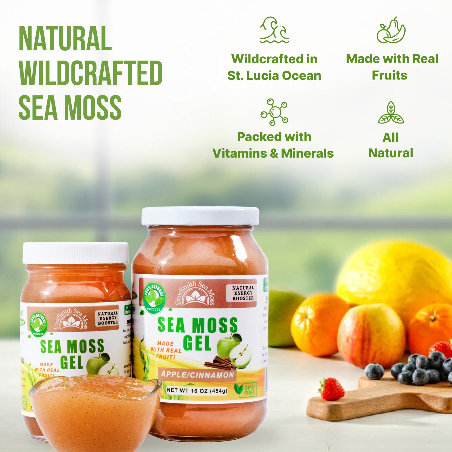 Wildcrafted Sea Moss Gel | Apple Cinnamon | 9 FLAVORS | Irish Sea