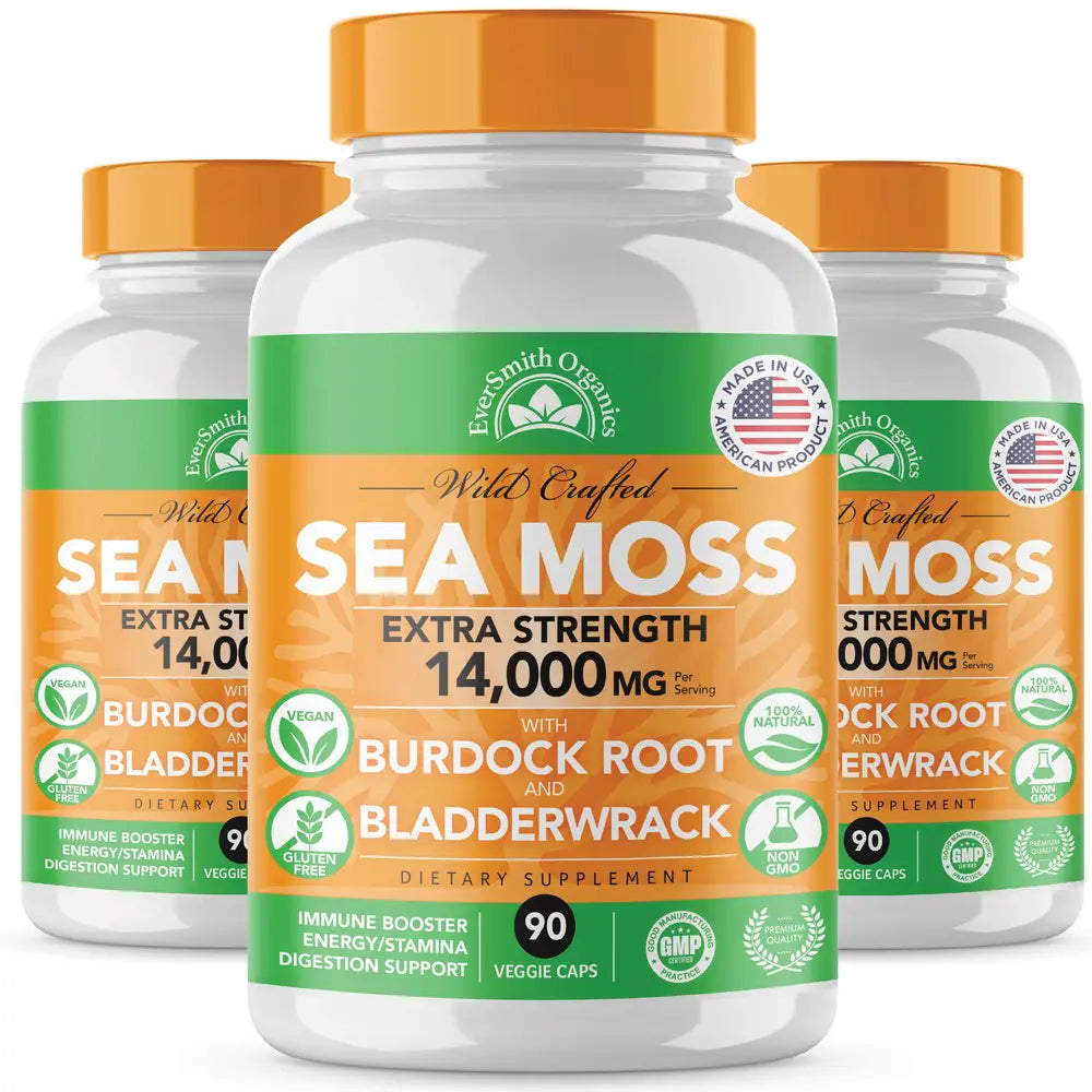 Sea Moss, Bladderwrack & Burdock Root Capsules (90-Count)