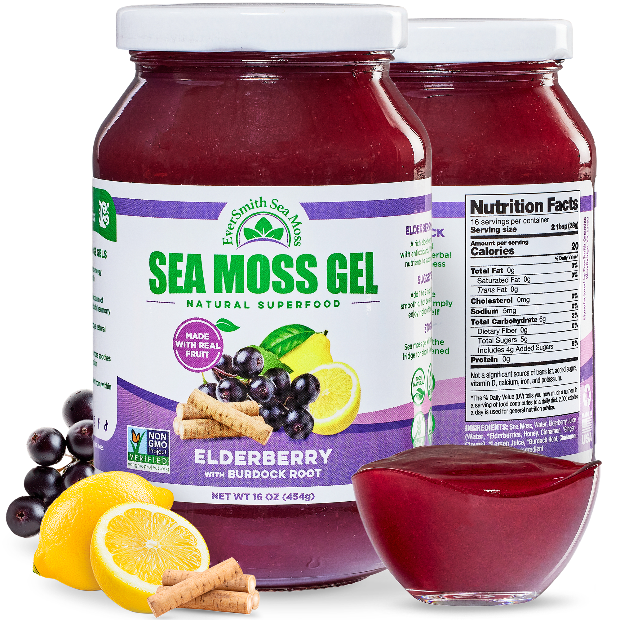 Wildcrafted Sea Moss Gel | Elderberry | 9 FLAVORS | Irish Sea Moss