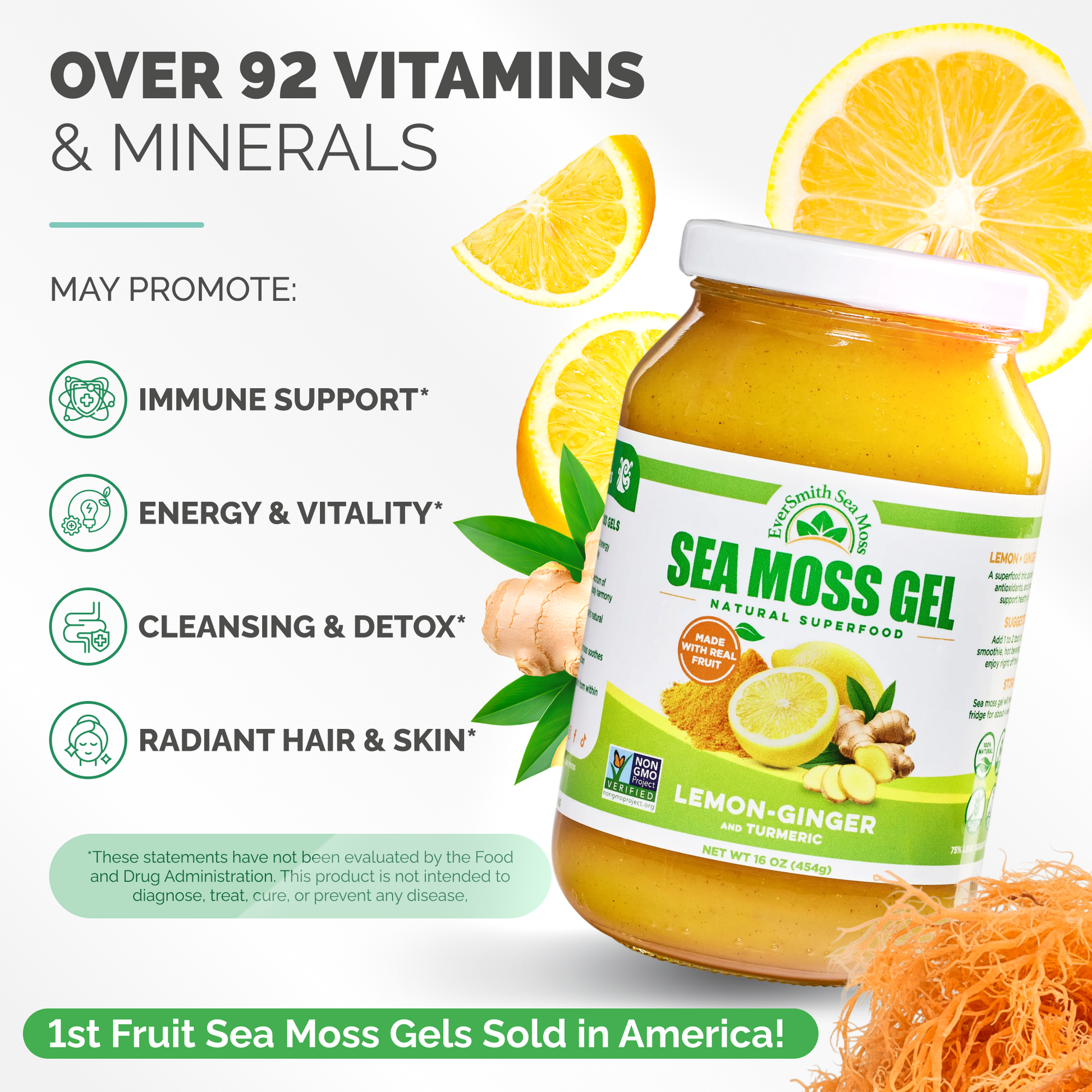 Wildcrafted Sea Moss Gel | Lemon Ginger | 9 FLAVORS | Irish Sea Wildcrafted Sea Moss Gel | Lemon Ginger | 9 FLAVORS | Irish Sea