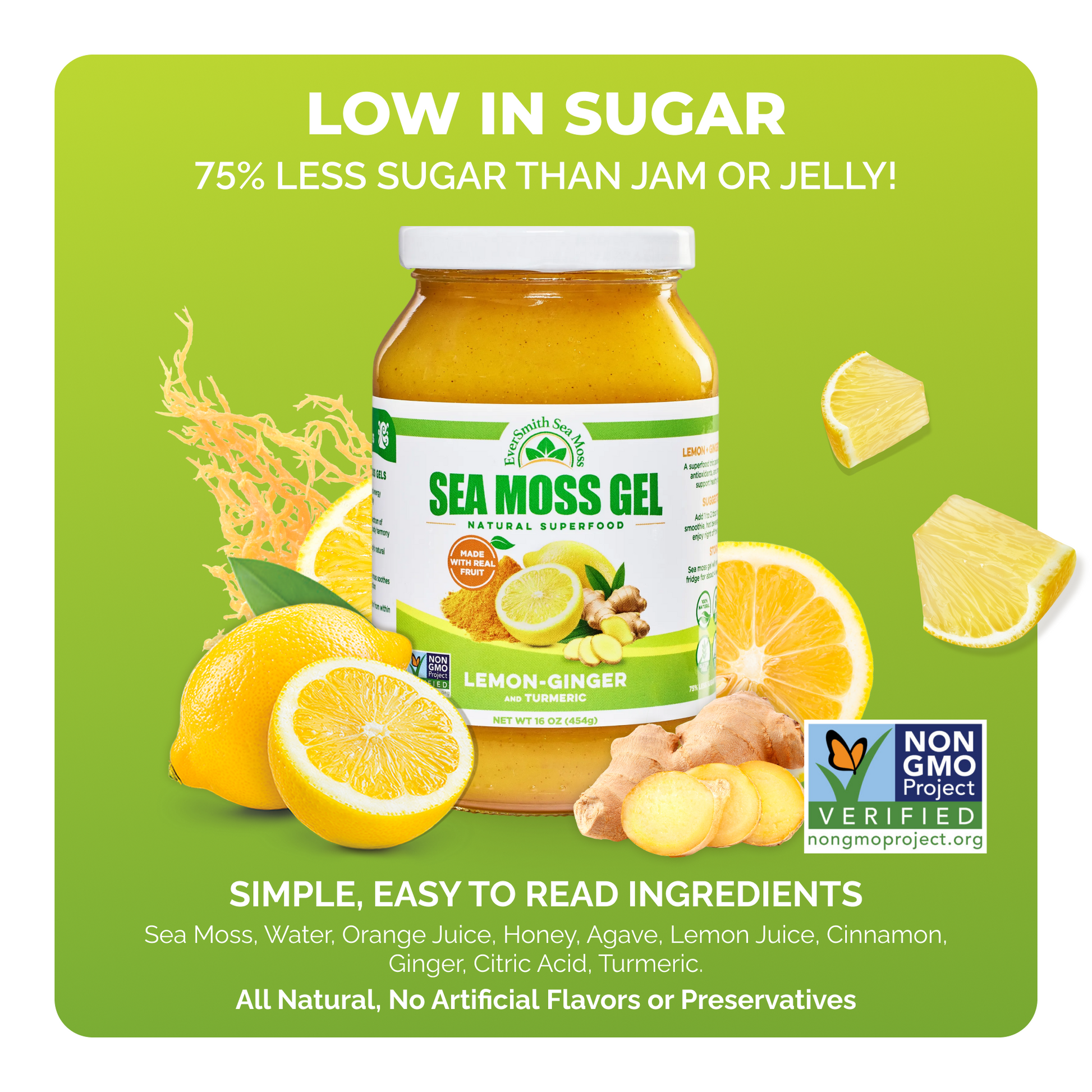 Lemon Ginger Sea Moss Gel + Turmeric (16 Ounce)