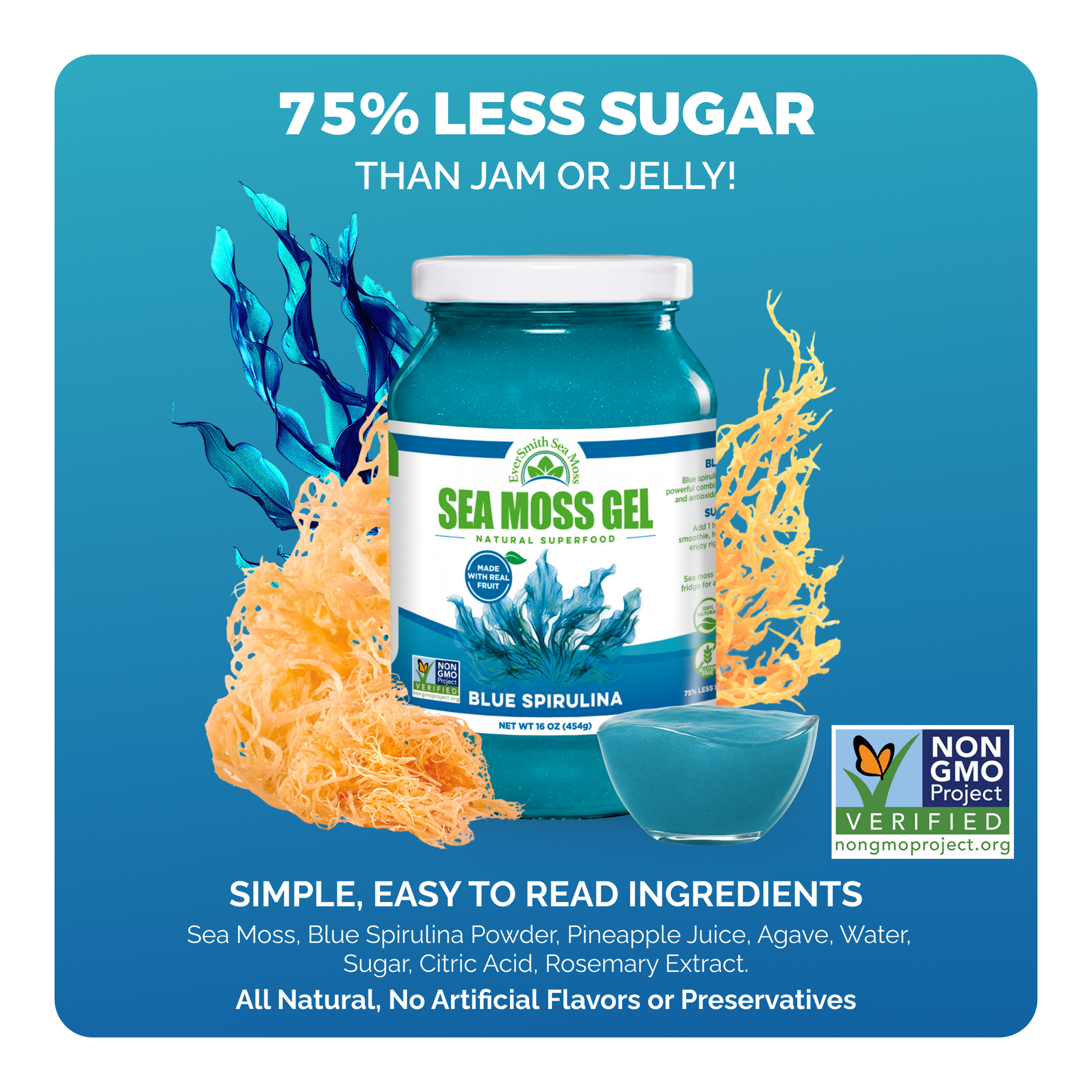 *NEW* Blue Spirulina Sea Moss Gel (16 Ounce)
