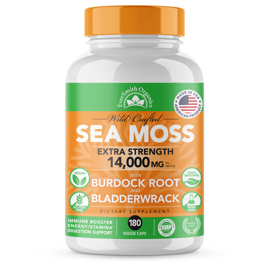 Sea Moss, Bladderwrack & Burdock Root Capsules (180-Count)