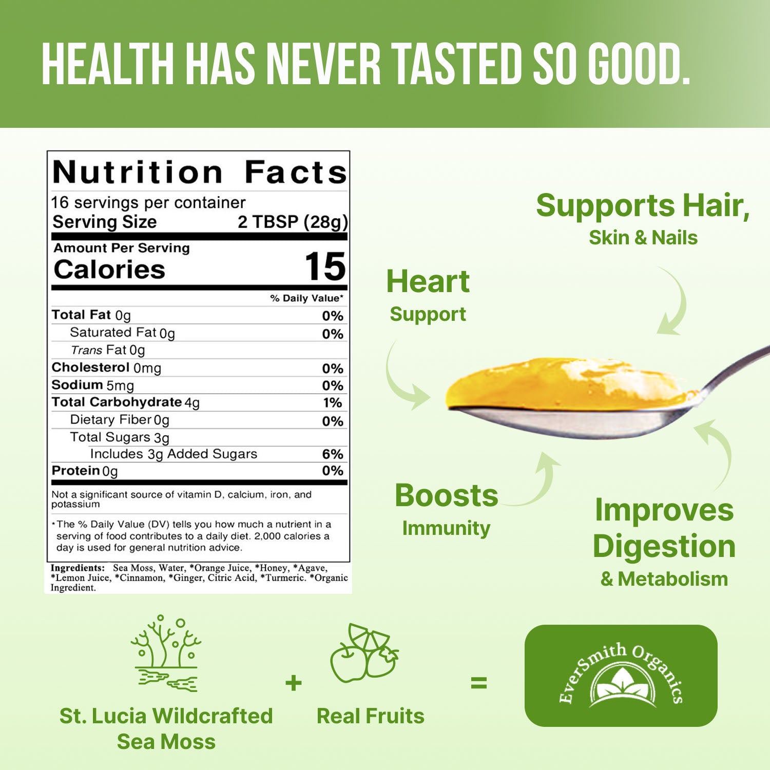 Lemon Ginger Sea Moss Gel + Turmeric (16 Ounce)